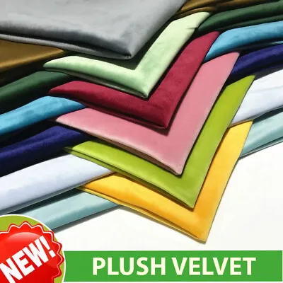 Plush Velvet Upholstery Fabric Soft DIY Material For Sofa Curtain Cushion Pillow • £0.99