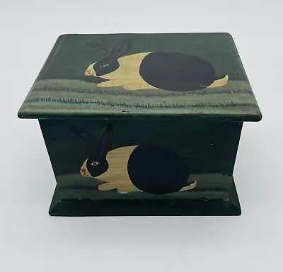 Warren Kimble Folk Art Rabbit Wooden Trinket Box Primitive EUC K2 • $46