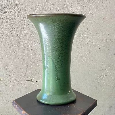 Large Peters & Reed  Matte Green Arts & Crafts Trumpet Vase Stickley Era • $75