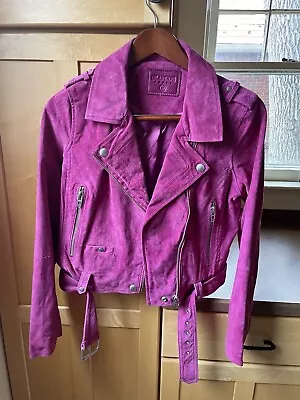 Blank NYC Suede Moto Biker Jacket Magenta Fuschia Hot Pink Medium  • $120