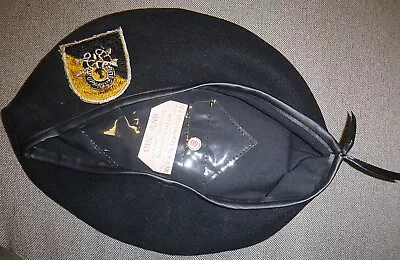 BLACK BERET - ORIGINAL US RANGER FLASH - US Special Forces - XL 60 - Vietnam War • $104.99