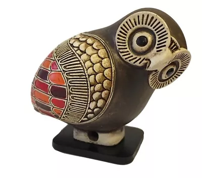 Owl Miniature Figurine Ancient Greek Color Painted Owl Museum Replica Statue 2H • $24