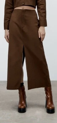 $12.88 • Buy Zara Brown Front & Back Slit Maxi Skirt Size M