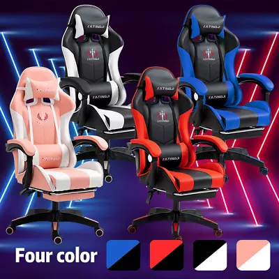 Gaming Office Chair Racing Executive Footrest Computer Seat PU Leather AU • $79.99