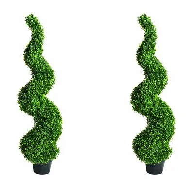 Large Artificial Spiral Boxwood Buxus Tower Plant Twist Topiary Potted Tree • £39.95