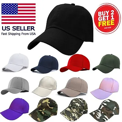 $7.49 • Buy Baseball Cap For Men & Women Plain Solid Cotton Hat Adjustable Flex Fitted Caps
