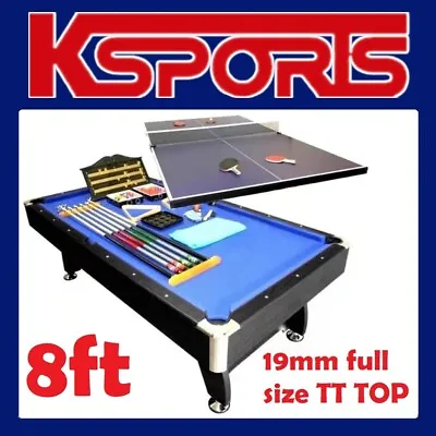 8ft Pub Size Pool Table Snooker Billiard Table 25mm Table Top With Full Size Tab • $959