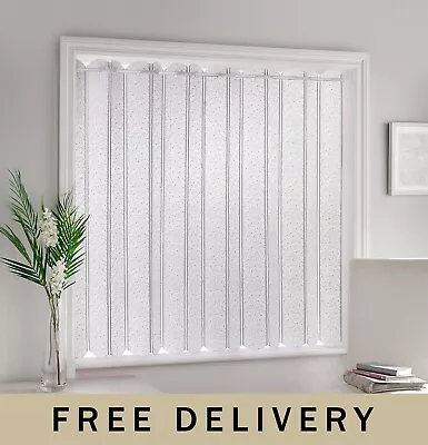 Parma- Plain Vertical Louvre Style Window Blind Pleated Lace Panel Curtain • £13.99