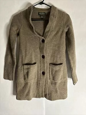 Eddie Bauer Heavy Cardigan Sweater 100% Merino Wool Long Sleeve Small Button • $12