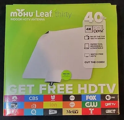 Mohu - Leaf Thirty Amplified Indoor HDTV Antenna 40-Mile Range Reversible 30 • $21.99