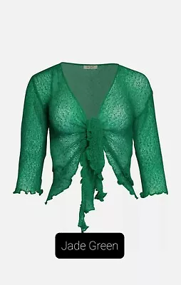 £8.99 • Buy Womens Ladies Bali One Size Tie Up Stretch  Net Shrug Cardigan Jade 52 Colour