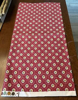 P KAUFMANN Red Yellow Floral Vines Cotton 1+ Yards MULTIUSE FABRIC 56 W • $15.95