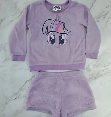 My Little Pony 2 Piece Fleece Pajama Set PJs Purple Long Sleeve Short 2T • $11.99