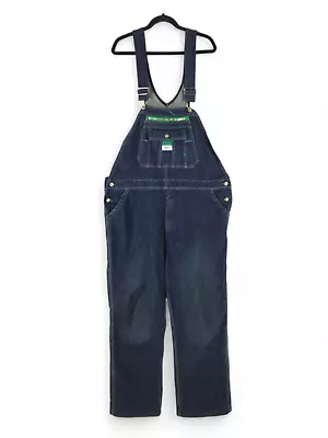 Liberty Denim Bib Overalls Mens 44x30 Carpenter Tool Loop Dark Wash Stretch Blue • $34.95