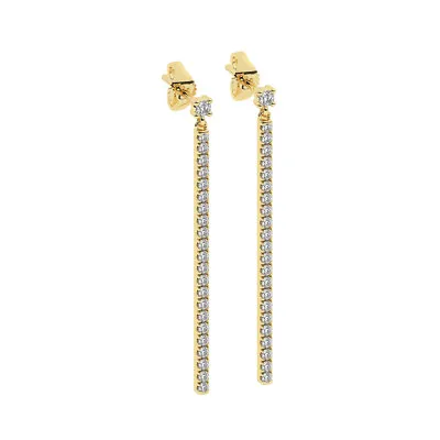 Fishtail Set 100% Natural Round Brilliant Cut Diamonds Earrings 18K Yellow Gold • £1229.28