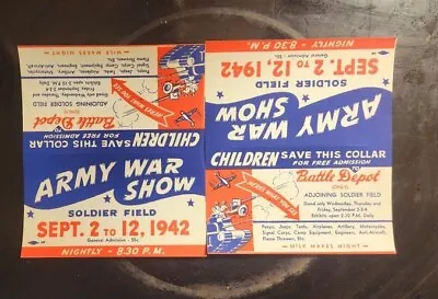 X2 1942 WW2 Army War Show Milk Bottle Ad Labels • $14.99