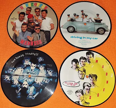 MADNESS - 1st 4x PICTURE DISCS - OUR HOUSE OF FUN DRIVING IN CAR Suggs Ska KIX79 • £32.50