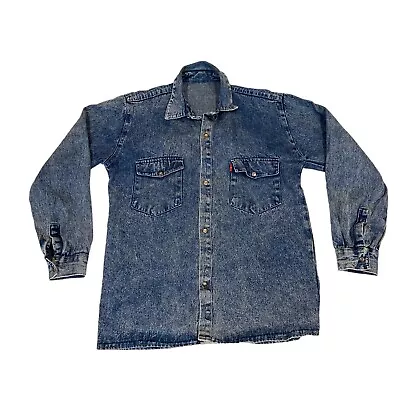 Levi's Big E Popper Fastening Denim Shirt | Vintage 70s Designer Blue VTG • £94.09