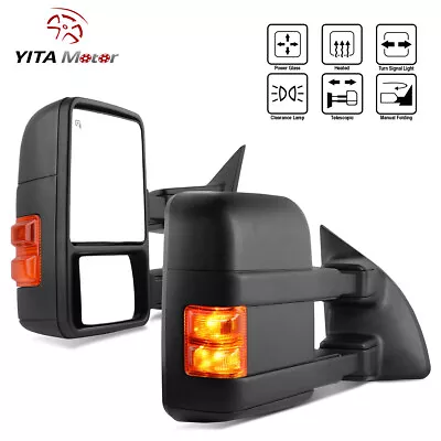 Pair Tow Mirrors For 99-07 Ford F250-F550 Super Duty Power Heated Turn Signal • $115.29