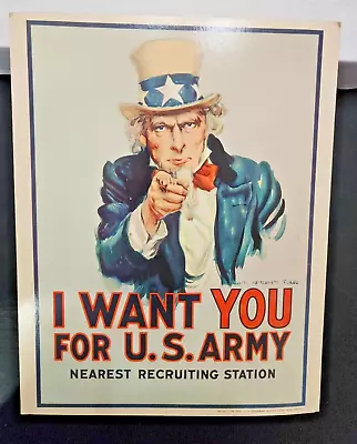 Vintage Cardboard Recruiting Poster I Want You Army Uncle Sam 1968 Vietnam JRR11 • $18.33