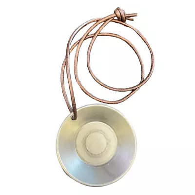 Small Gold Pan Pendant On Leather Cord - Necklace Or Rearview Mirror Hanger • $9.95