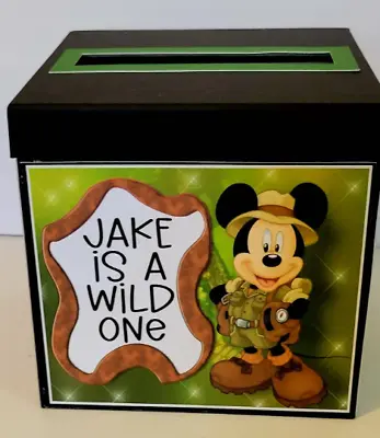 Wild One Mickey Mouse 1st Birthday Card Box - Handmade Customized Card Box. • $39.99