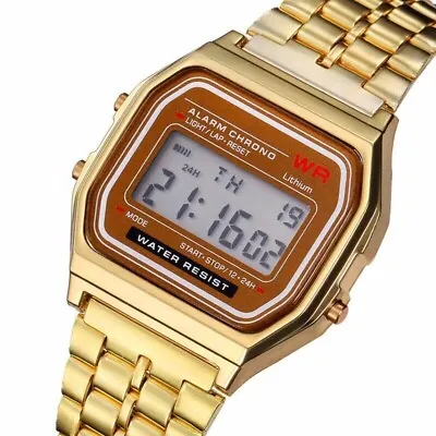 Classic Digital Retro Watch F-91w Style Sport Alarm Gold • £4.99