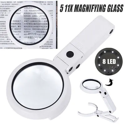 8 LED Light Head Magnifier 5X 11X Magnifying Glass Table Desk-type Lamp-Glass • $8.57