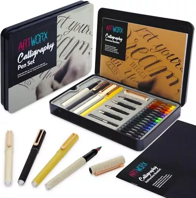 Artworx Calligraphy Pen Set - With Guide Book And Practice Paper - Caligraphy B • £14.49