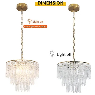 Modern Ceiling Lighting Crystal Chandelier Glass Pendant Fixture 5-E12 Bulb USA • $119.61