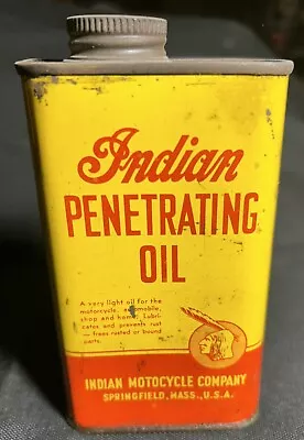 Very Rare  Vintage Indian Motorcycle Penetrating Full 1/2 Pint Oil Can  • $193.50