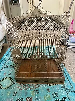 Antique Bird Cage Metal Wire Swivel Feeders French Classic Ornate • $110