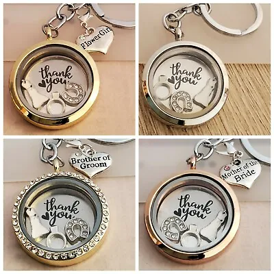 Personalised Locket Charms For Wedding Guests Keepsake Gift Keyring/Necklace • £6.45