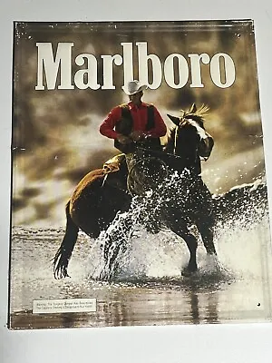 Vintage Marlboro Cowboy Horse Cigarette Tobacco Sign Tin Metal • $49.99
