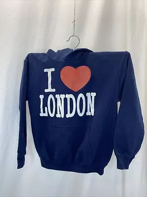 I Love London Unisex Hoodie Navy Blue Size Medium • £13.61