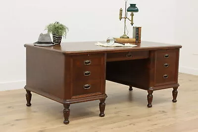 Traditional Antique Mahogany Library Office Desk Stow Davis #49239 • $2750