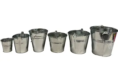 £2.99 • Buy Galvanized Zinc Metal Bucket Tin Pot Garden Planter Herb Flower Various Sizes