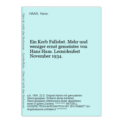 $36.65 • Buy A / One Basket Fallobst. Mehr And Less Ernst Gemeint Haas, Hans