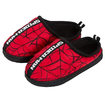 Boys Spider-Man Slippers Kids Marvel Quilted Fleece Lined Slip On House Shoes • £13.95