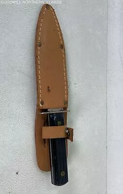 Vintage Utica Sportsman USA-Made 8.6  (5  Blade) Hunting Knife W/Leather Sheath • $19.99