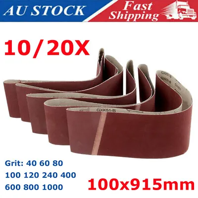 100mm X 915mm 914 Sanding Belt Belts 40 - 1000 Grit Heavy Duty Cloth Backed AUS • $24.95