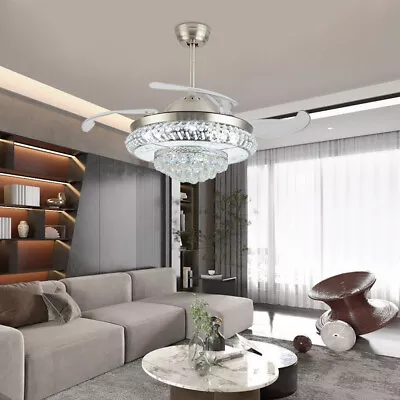 LED Chandelier Crystal Ceiling Fan Light Pendant Lamp Modern Lighting Fixture • $113