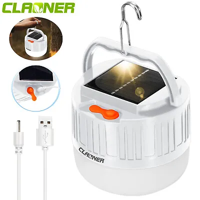 Solar LED Lantern Torch Lamp USB Rechargeable Camping Tent Light Outdoor Hiking • £5.99