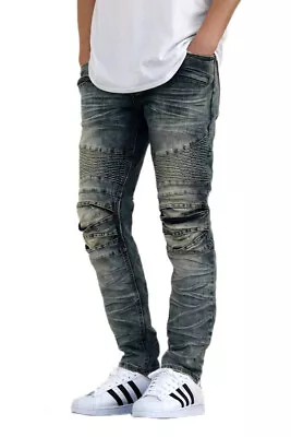 Men's New Biker Distressed Stretch Skinny Jeans 6 Colors *fast Ship • $32.99