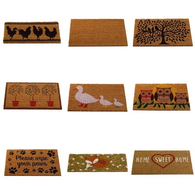 £12.99 • Buy Heavy Duty Coir Mat Natural Insert Door Indoor Outdoor Pattern Rubber Cover Home