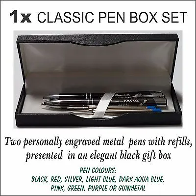 Personalised Engraved Metal Pen Gift Box Set Wedding Favour Bomboniere • $17.95