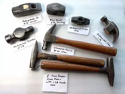 Vntg Hammers & Heads: Tinsmith Blacksmith Carpenter Metal-Work • $60