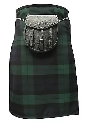 Black Watch Tartan Lightweight 5 Yard Kilt & Leather Sporran With Chain Belt  • £37.99