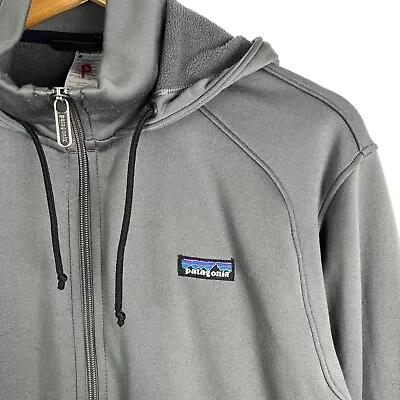 Patagonia Mens Gray Full Zip Hooded Jacket Thumbholes Sz Medium Outdoor Athletic • $36.11