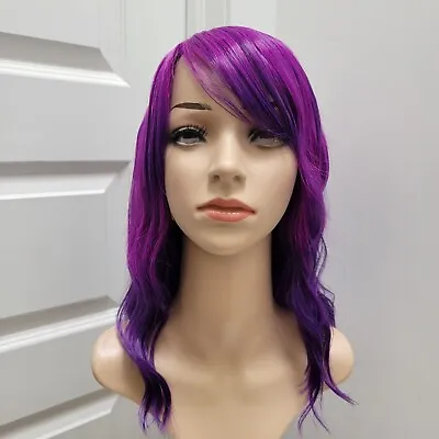 $40 • Buy Purple/Violet Wig With Bangs Women's Synthetic Hair Wavy Good Quality 14  Sz M-L